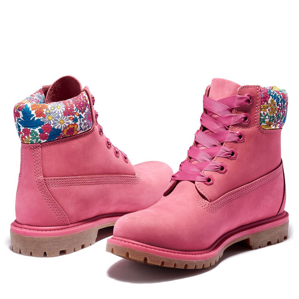 Timberland 6-Inch Μποτακια Γυναικεια Ροζ - Premium Waterproof Made With Liberty Fabric - Greece 6952